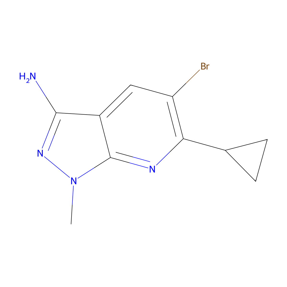 5-bromo-6-cyclopropyl-1-methyl-1H-pyrazolo[3,4-b]pyridin-3-amine molecular structure, CAS 1135283-06-5