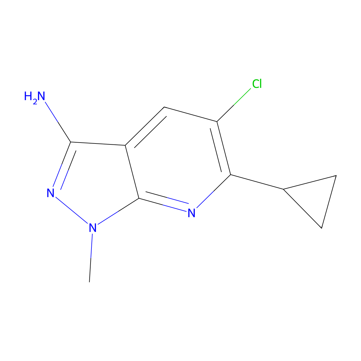 5-chloro-6-cyclopropyl-1-methyl-1H-pyrazolo[3,4-b]pyridin-3-amine molecular structure, CAS 1135283-21-4