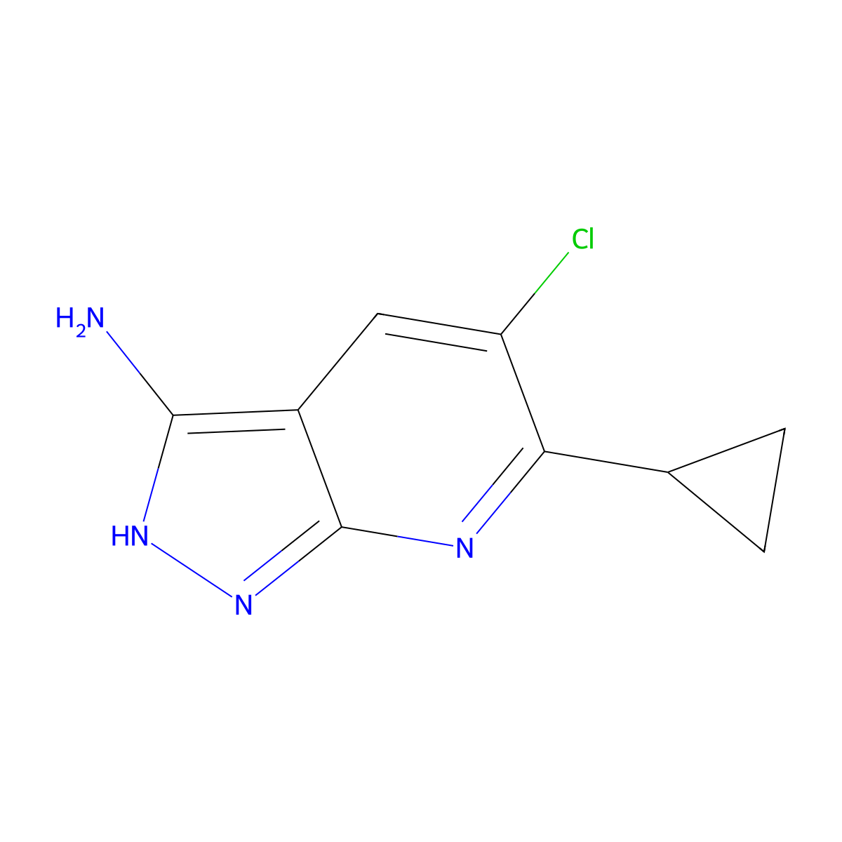 5-chloro-6-cyclopropyl-1H-pyrazolo[3,4-b]pyridin-3-amine molecular structure, CAS 1135283-22-5