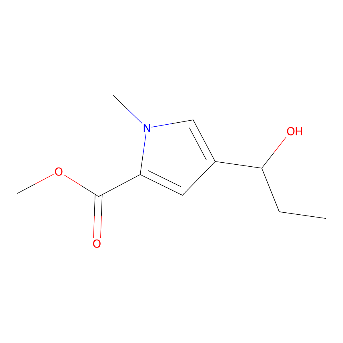 methyl 4-(1-hydroxypropyl)-1-methyl-1H-pyrrole-2-carboxylate molecular structure, CAS 1135283-27-0