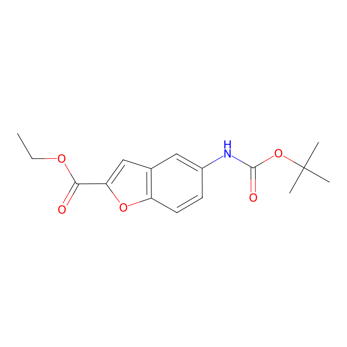 Ethyl 5-[(tert-butoxycarbonyl)amino]-1-benzofuran-2-carboxylate molecular structure, CAS 1135283-35-0