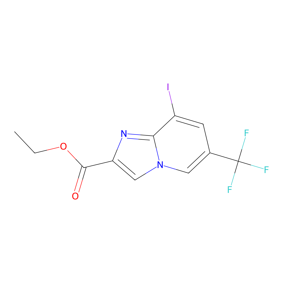 Ethyl 8-iodo-6-(trifluoromethyl)imidazo[1,2-a]pyridine-2-carboxylate molecular structure, CAS 1135283-39-4