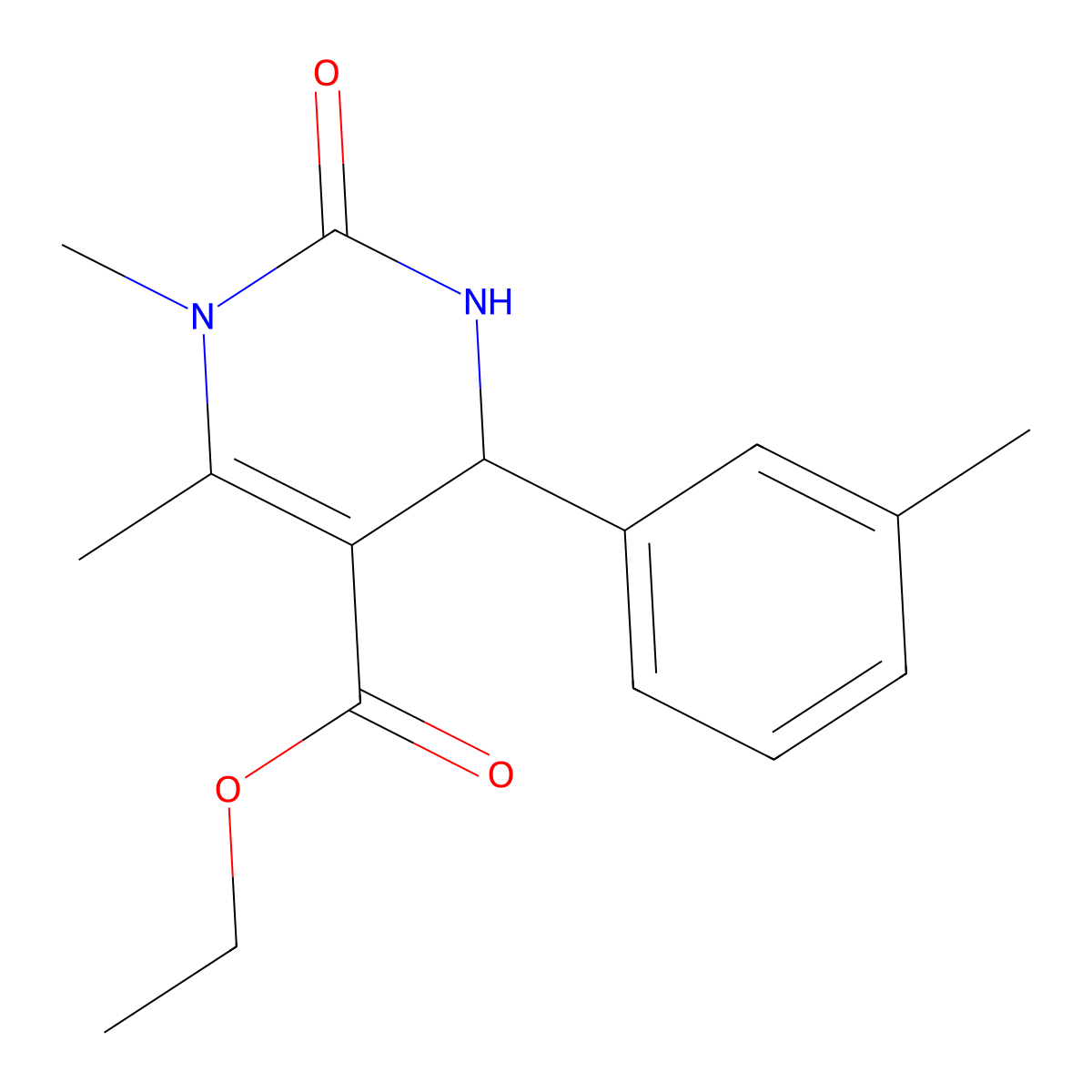 Ethyl 1,6-dimethyl-4-(3-methylphenyl)-2-oxo-1,2,3,4-tetrahydro-5-pyrimidinecarboxylate molecular structure, CAS 1135283-41-8