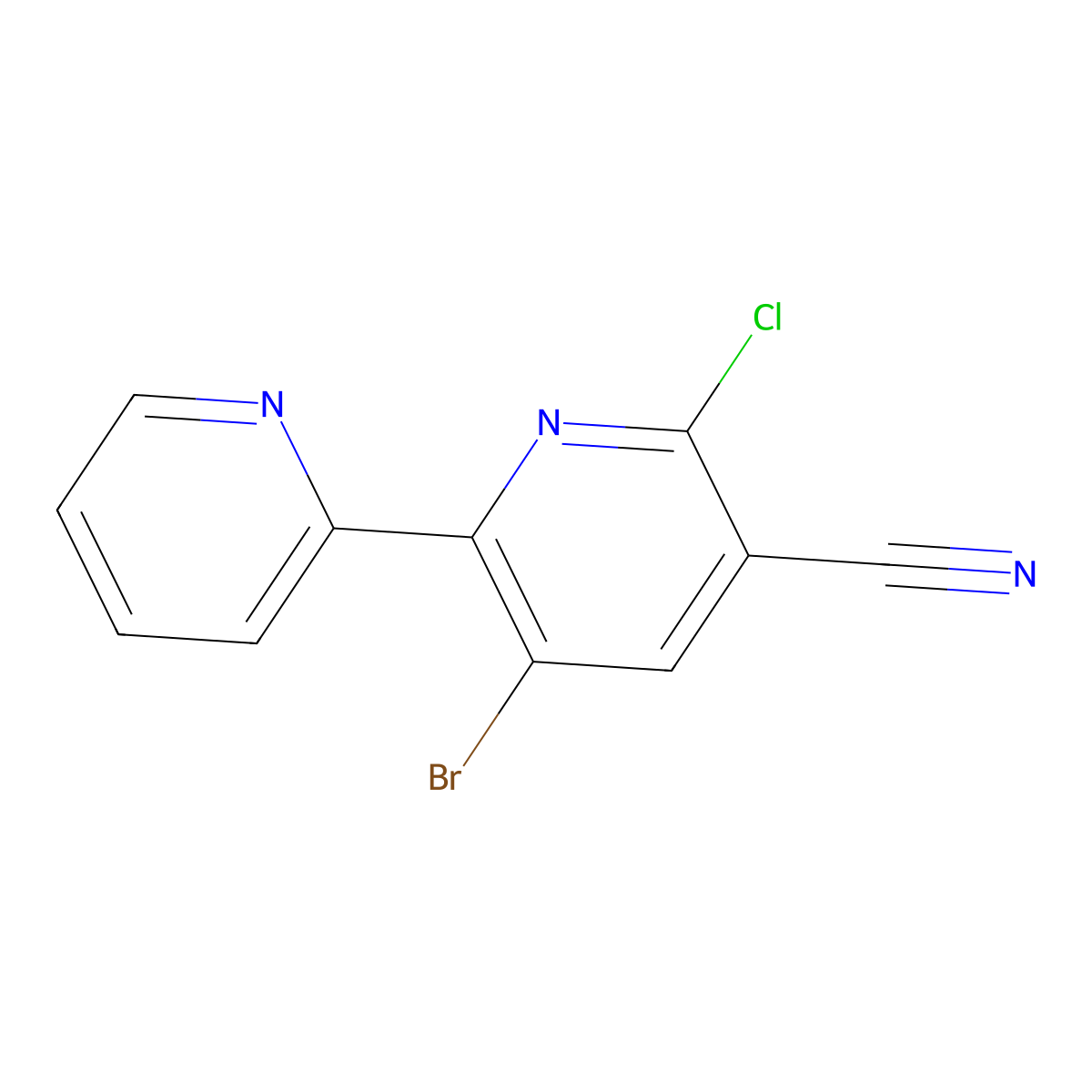 3-Bromo-6-chloro-2,2'-bipyridine-5-carbonitrile molecular structure, CAS 1135283-47-4
