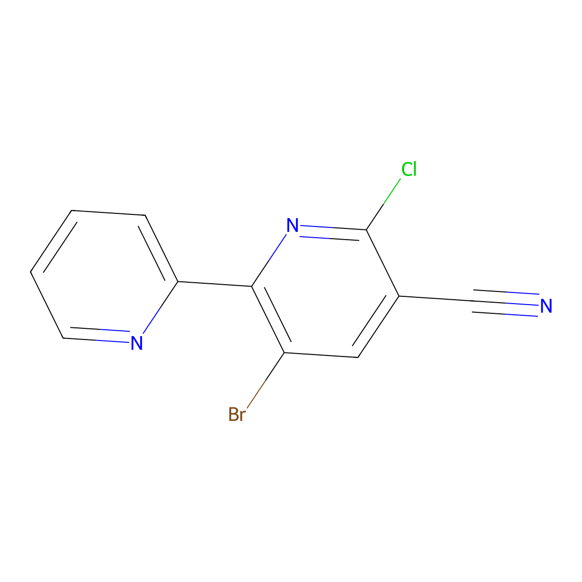 3-Bromo-6-chloro-2,2'-bipyridine-5-carbonitrile molecular structure, CAS 1135283-47-4