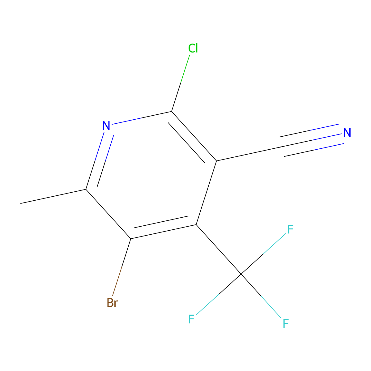 5-Bromo-2-chloro-6-methyl-4-(trifluoromethyl)nicotinonitrile molecular structure, CAS 1135283-49-6