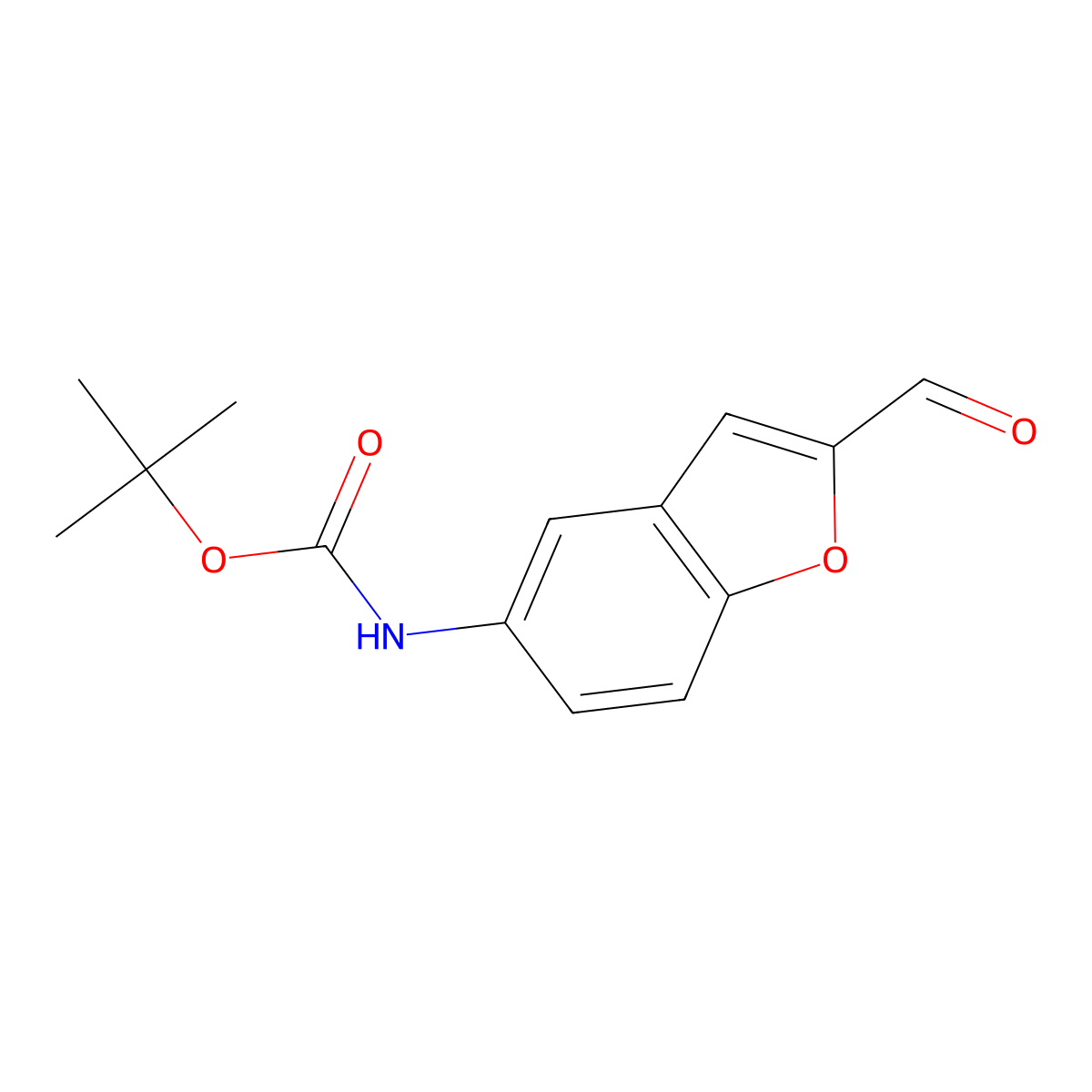 tert-Butyl N-(2-formyl-1-benzofuran-5-yl)carbamate molecular structure, CAS 1135283-50-9