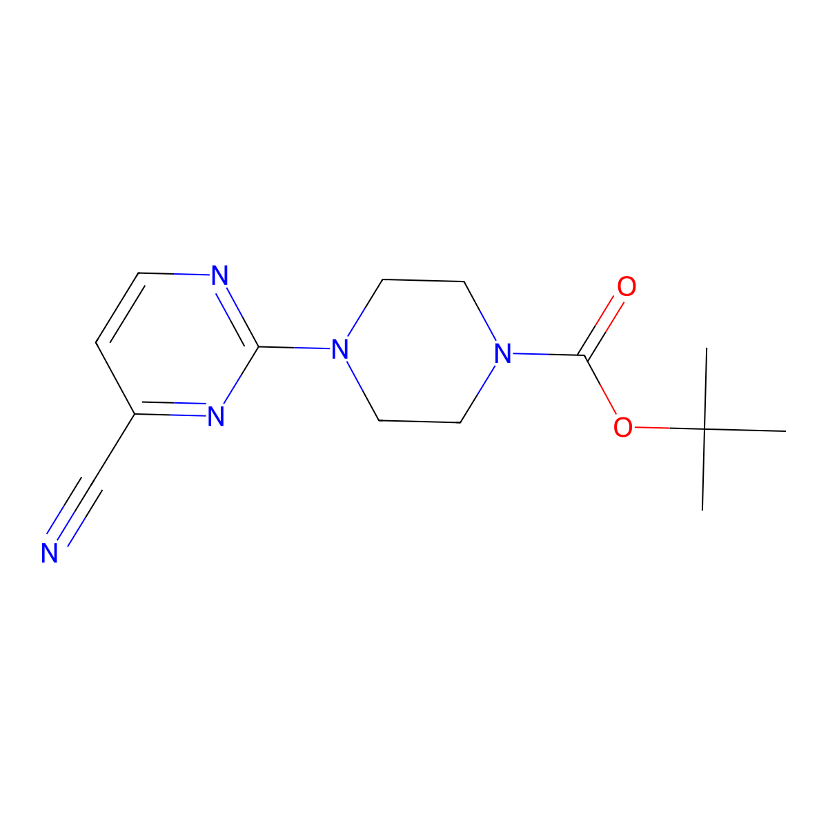 Tert-butyl 4-(4-cyanopyrimidin-2-yl)piperazine-1-carboxylate molecular structure, CAS 1135283-51-0