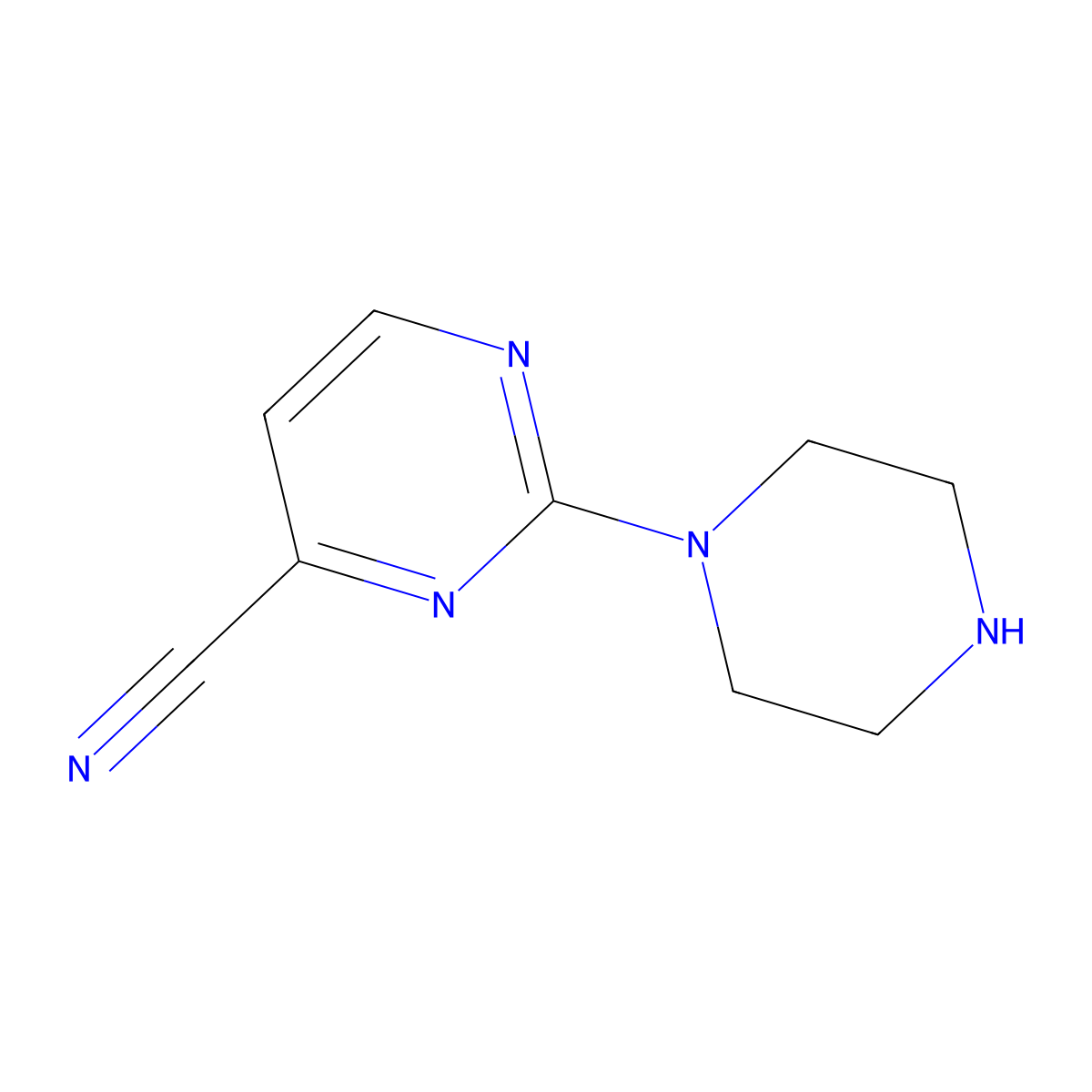 2-Piperazino-4-pyrimidinecarbonitrile molecular structure, CAS 1135283-54-3