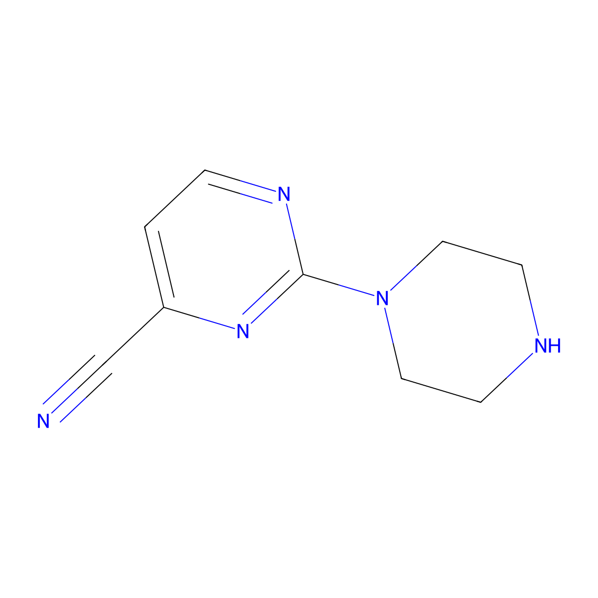 2-Piperazino-4-pyrimidinecarbonitrile molecular structure, CAS 1135283-54-3