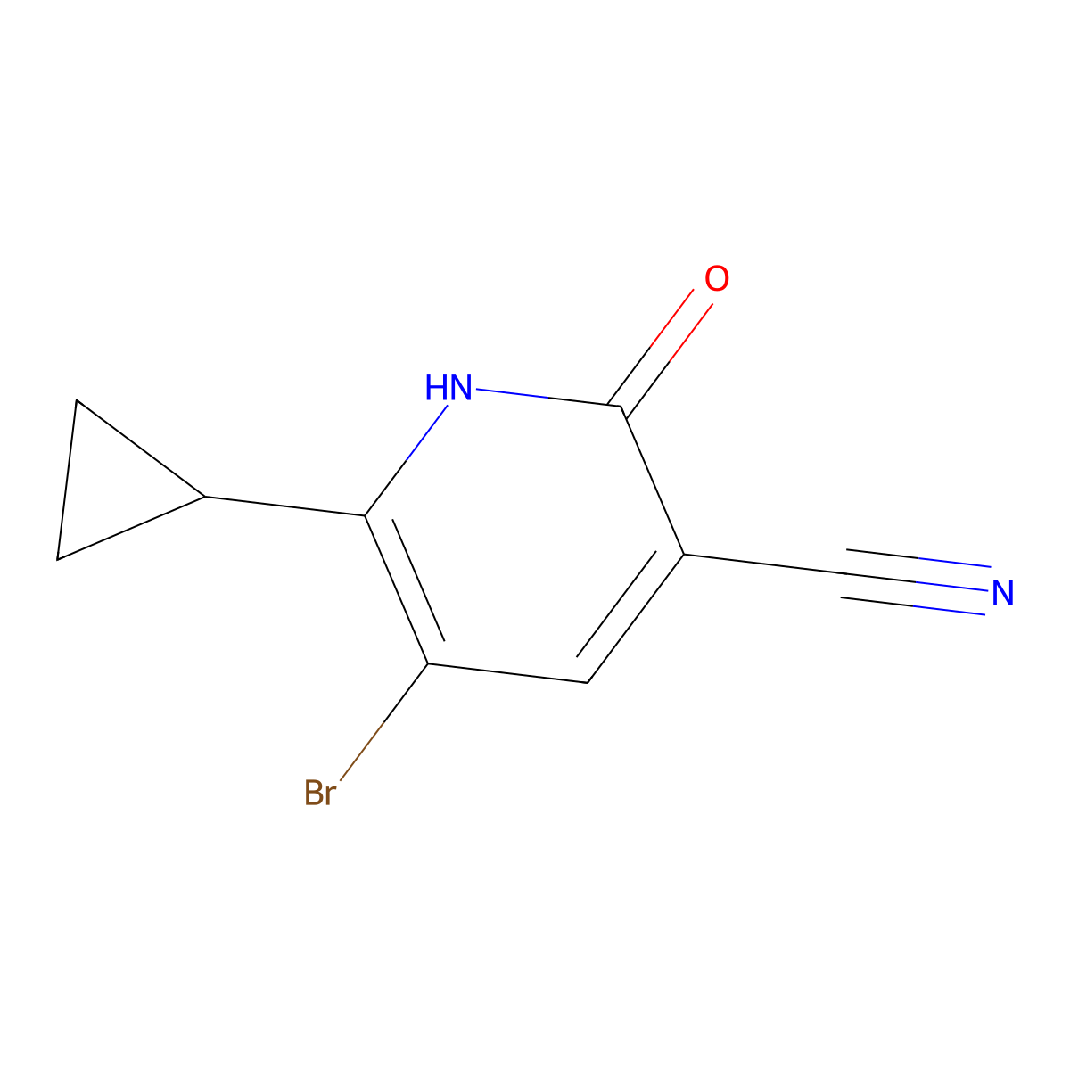 5-Bromo-6-cyclopropyl-2-hydroxynicotinonitrile molecular structure, CAS 1135283-57-6