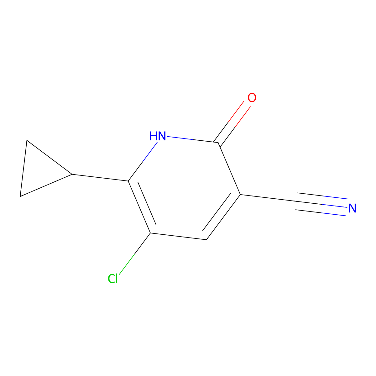 5-Chloro-6-cyclopropyl-2-oxo-1,2-dihydropyridine-3-carbonitrile molecular structure, CAS 1135283-62-3