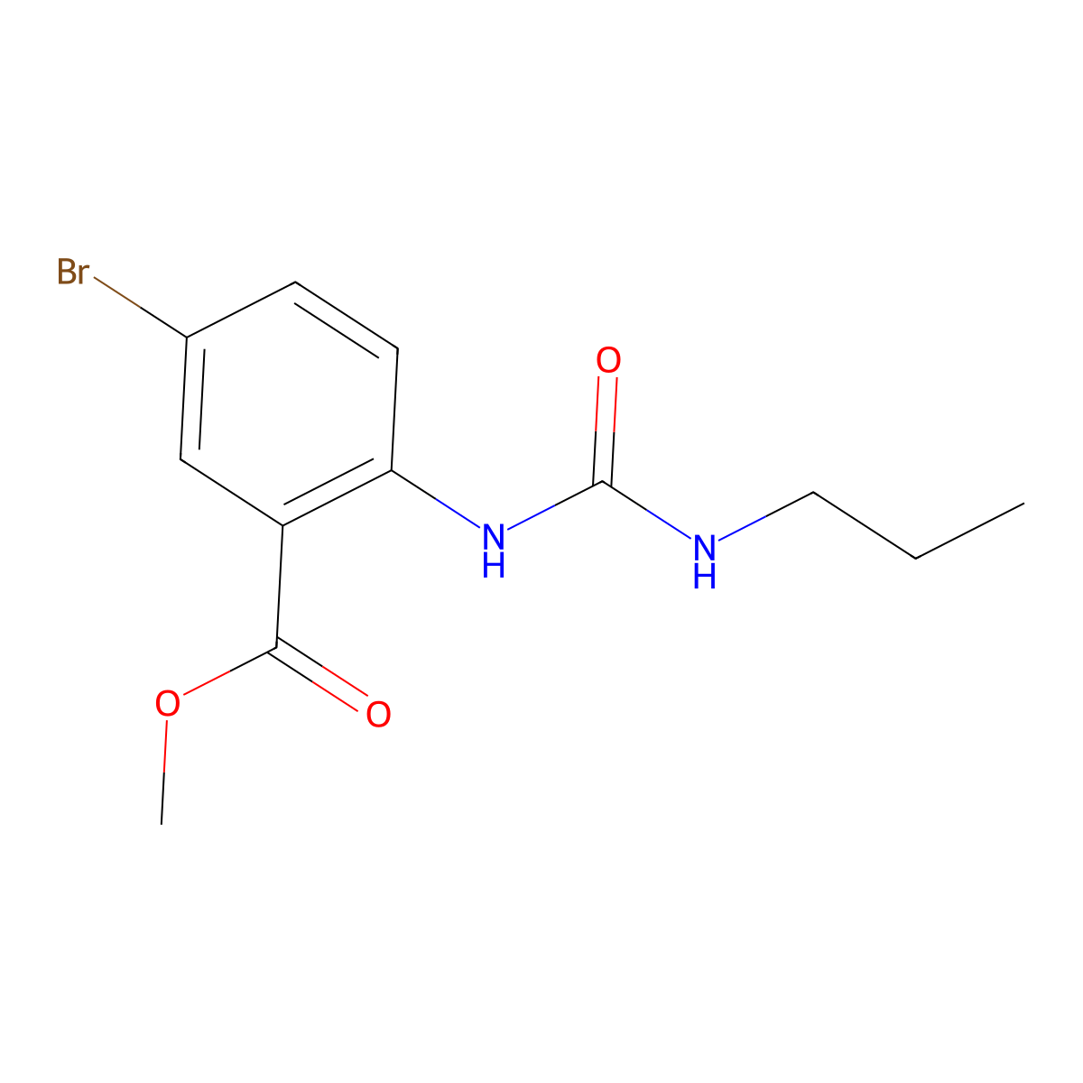 Methyl 5-bromo-2-{[(propylamino)carbonyl]-amino}benzenecarboxylate molecular structure, CAS 1135283-68-9
