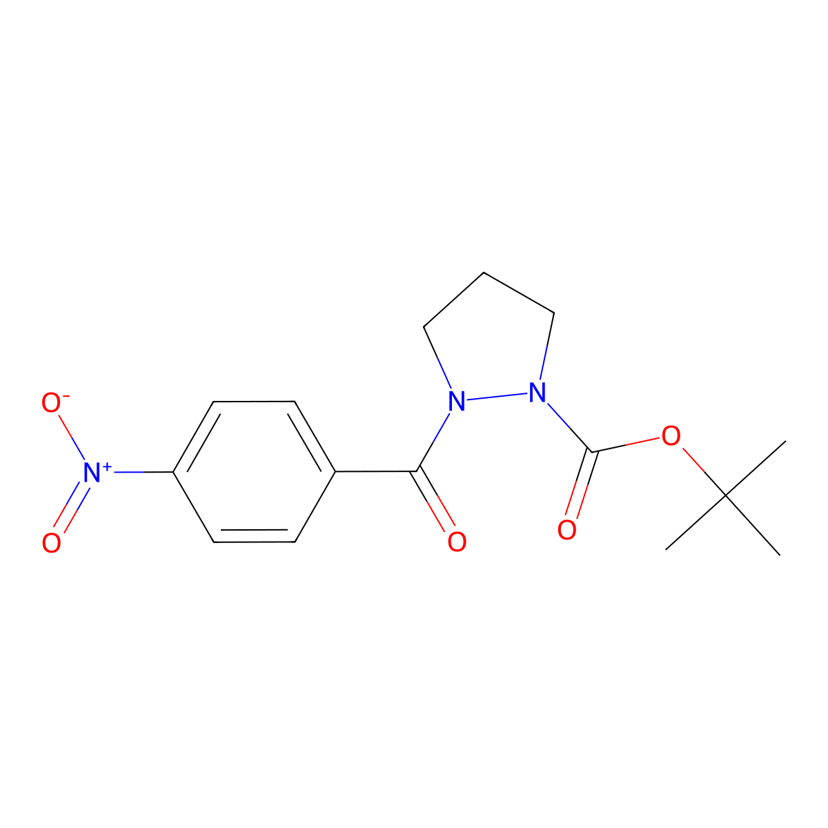 Tert-butyl 2-(4-nitrobenzoyl)pyrazolidine-1-carboxylate molecular structure, CAS 1135283-69-0