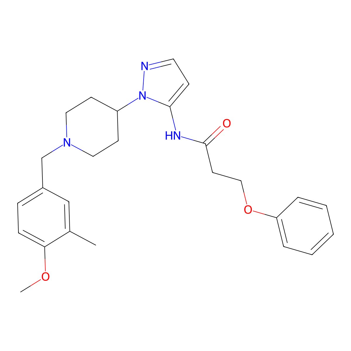 N-[1-[1-[(4-Methoxy-3-methylphenyl)methyl]-4-piperidinyl]-1H-pyrazol-5-yl]-3-phenoxypropanamide molecular structure, CAS 1135288-16-2