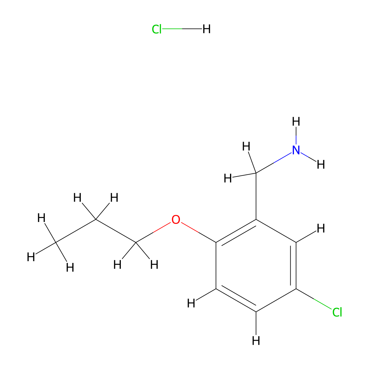 (5-Chloro-2-propoxyphenyl)methanamine hydrochloride molecular structure, CAS 1135288-57-1