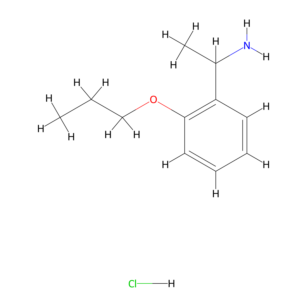 1-(2-Propoxyphenyl)ethan-1-amine--hydrogen chloride (1/1) molecular structure, CAS 1135292-86-2
