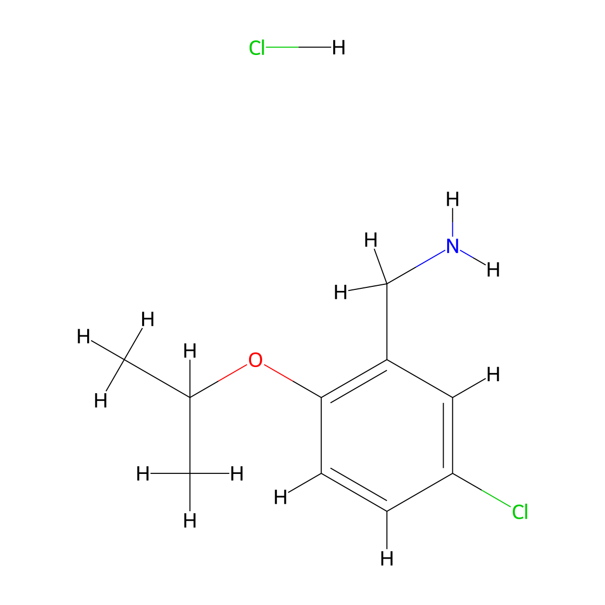 (5-Chloro-2-isopropoxyphenyl)methanamine hydrochloride molecular structure, CAS 1135292-94-2