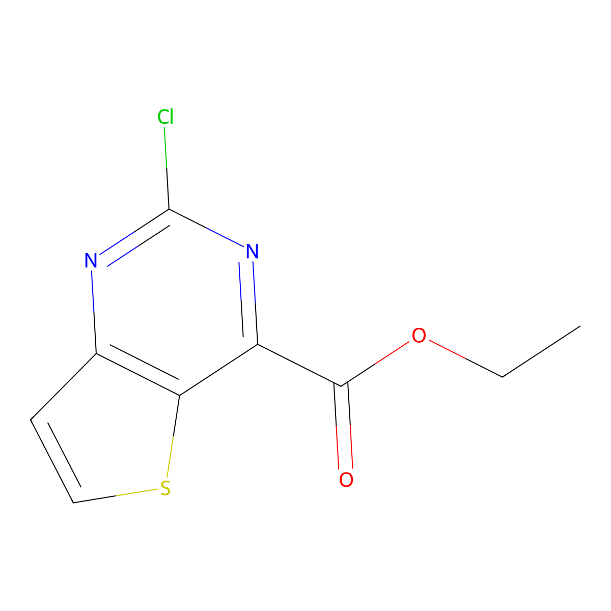 Ethyl 2-chlorothieno[3,2-d]pyrimidine-4-carboxylate molecular structure, CAS 1135299-23-8