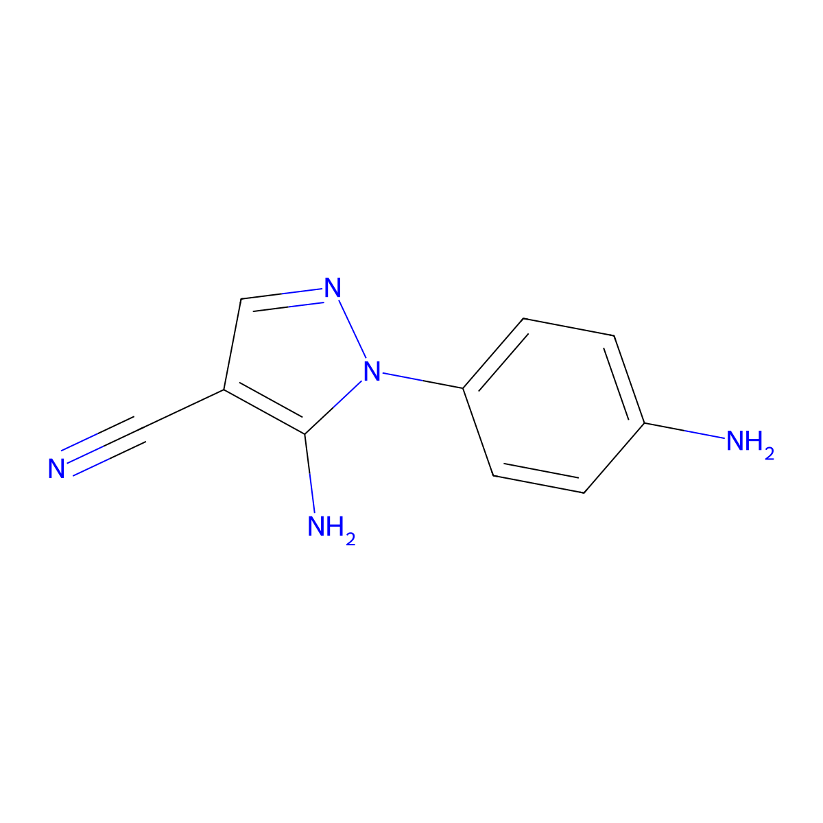 5-amino-1-(4-aminophenyl)-1H-pyrazole-4-carbonitrile molecular structure, CAS 1135324-00-3