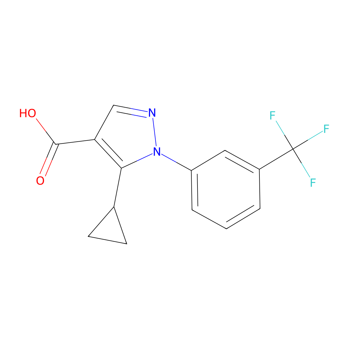 5-cyclopropyl-1-[3-(trifluoromethyl)phenyl]-1H-pyrazole-4-carboxylic acid molecular structure, CAS 1135324-02-5