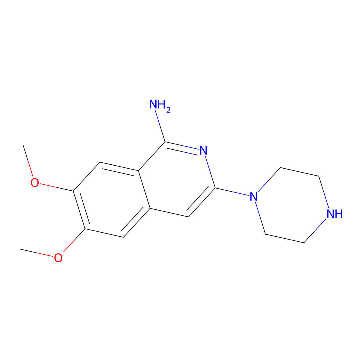 6,7-Dimethoxy-3-(piperazin-1-yl)isoquinolin-1-amine molecular structure, CAS 113534-03-5