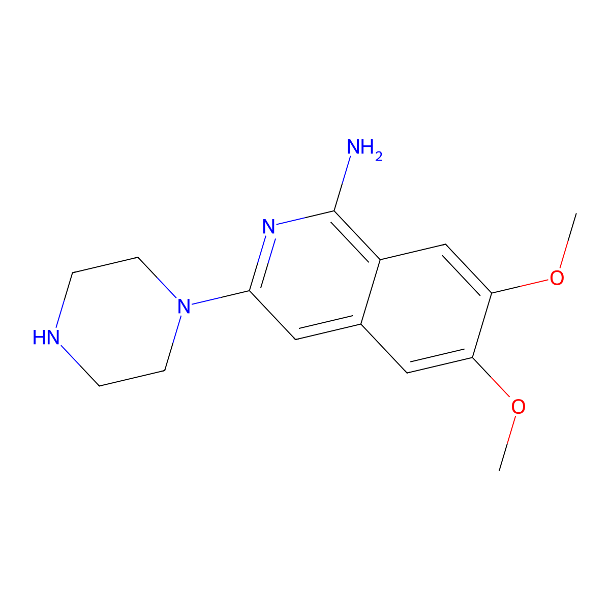 6,7-Dimethoxy-3-(piperazin-1-yl)isoquinolin-1-amine molecular structure, CAS 113534-03-5