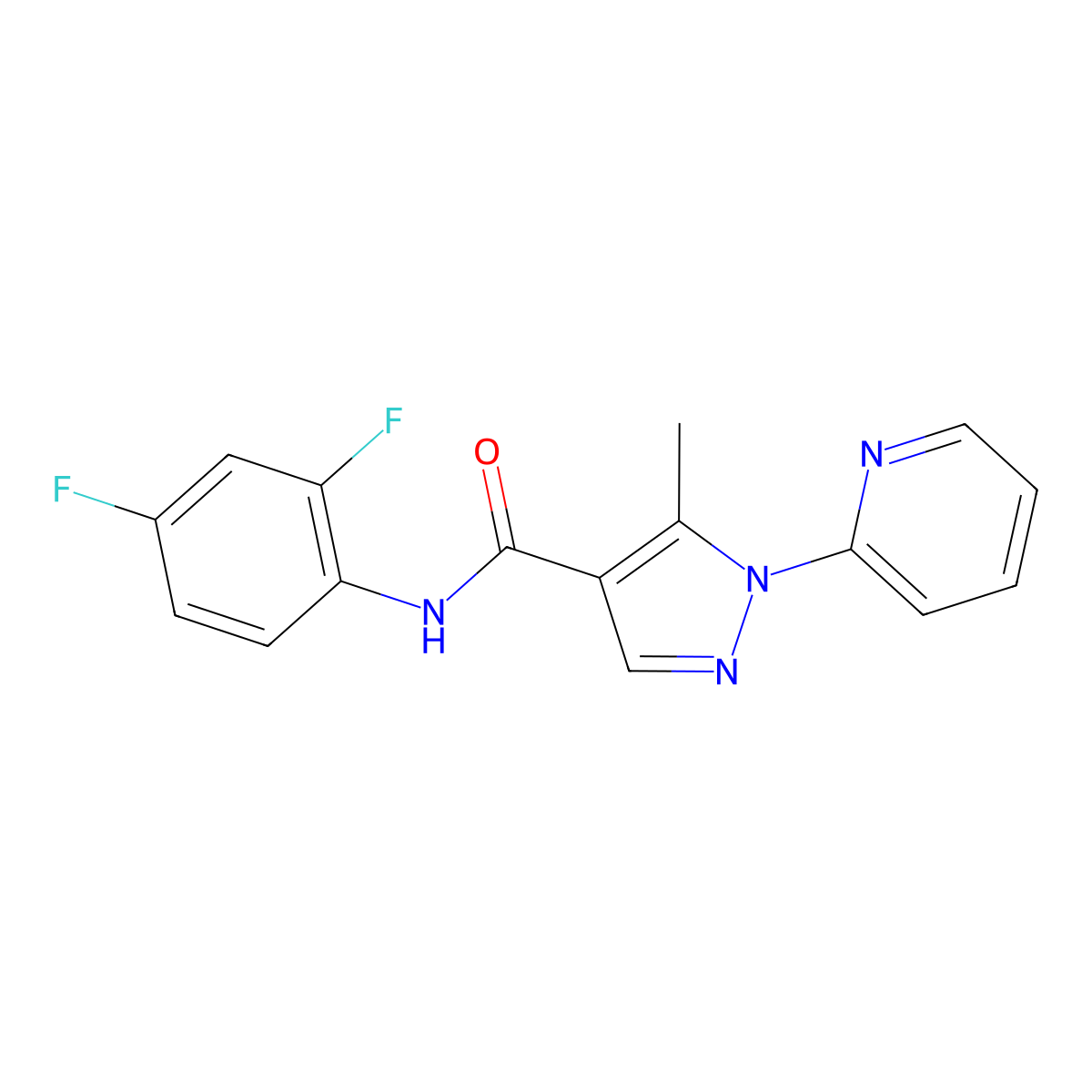 N-(2,4-difluorophenyl)-5-methyl-1-(2-pyridinyl)-1H-pyrazole-4-carboxamide molecular structure, CAS 1135373-49-7