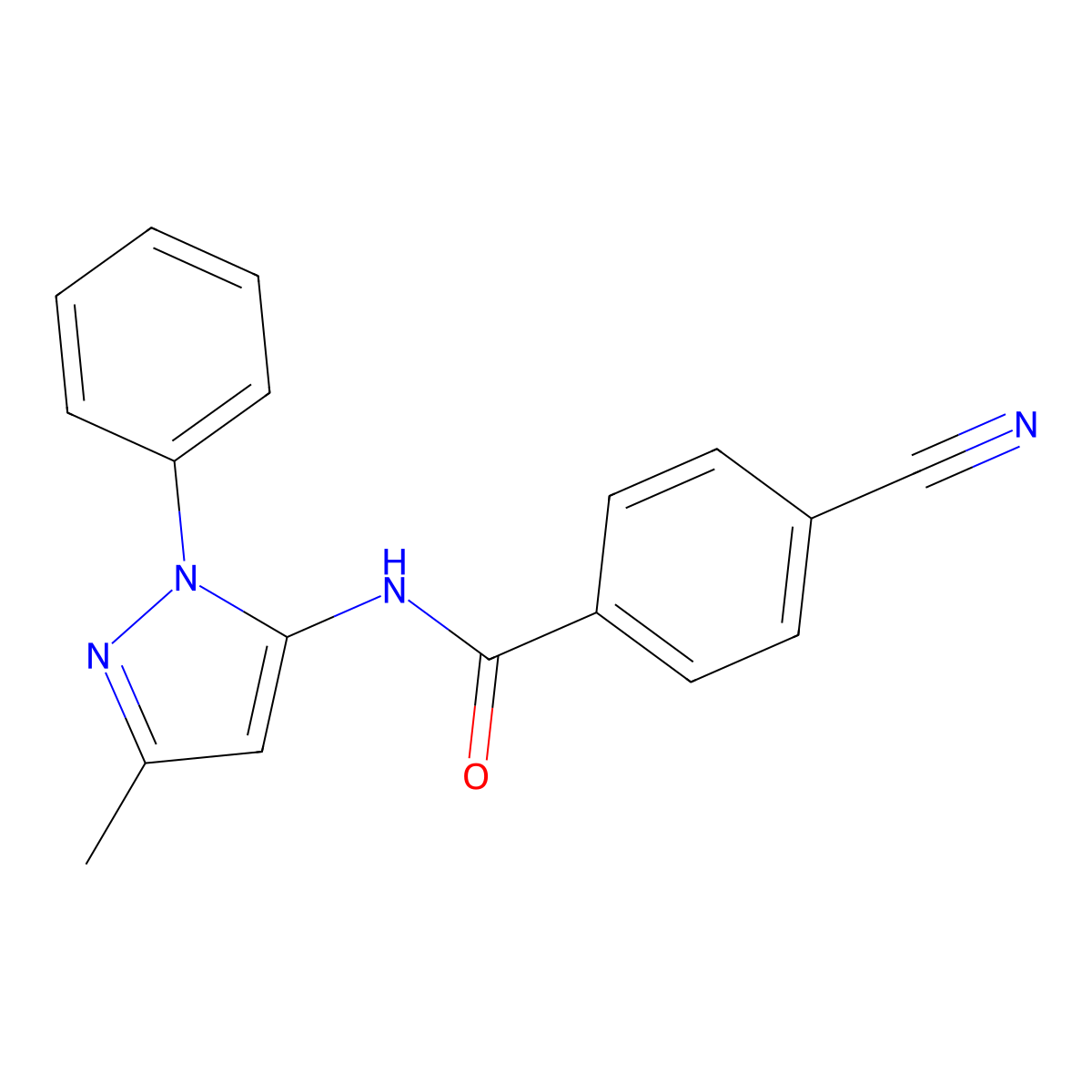4-cyano-N-(3-methyl-1-phenyl-1H-pyrazol-5-yl)benzamide molecular structure, CAS 1135416-79-3