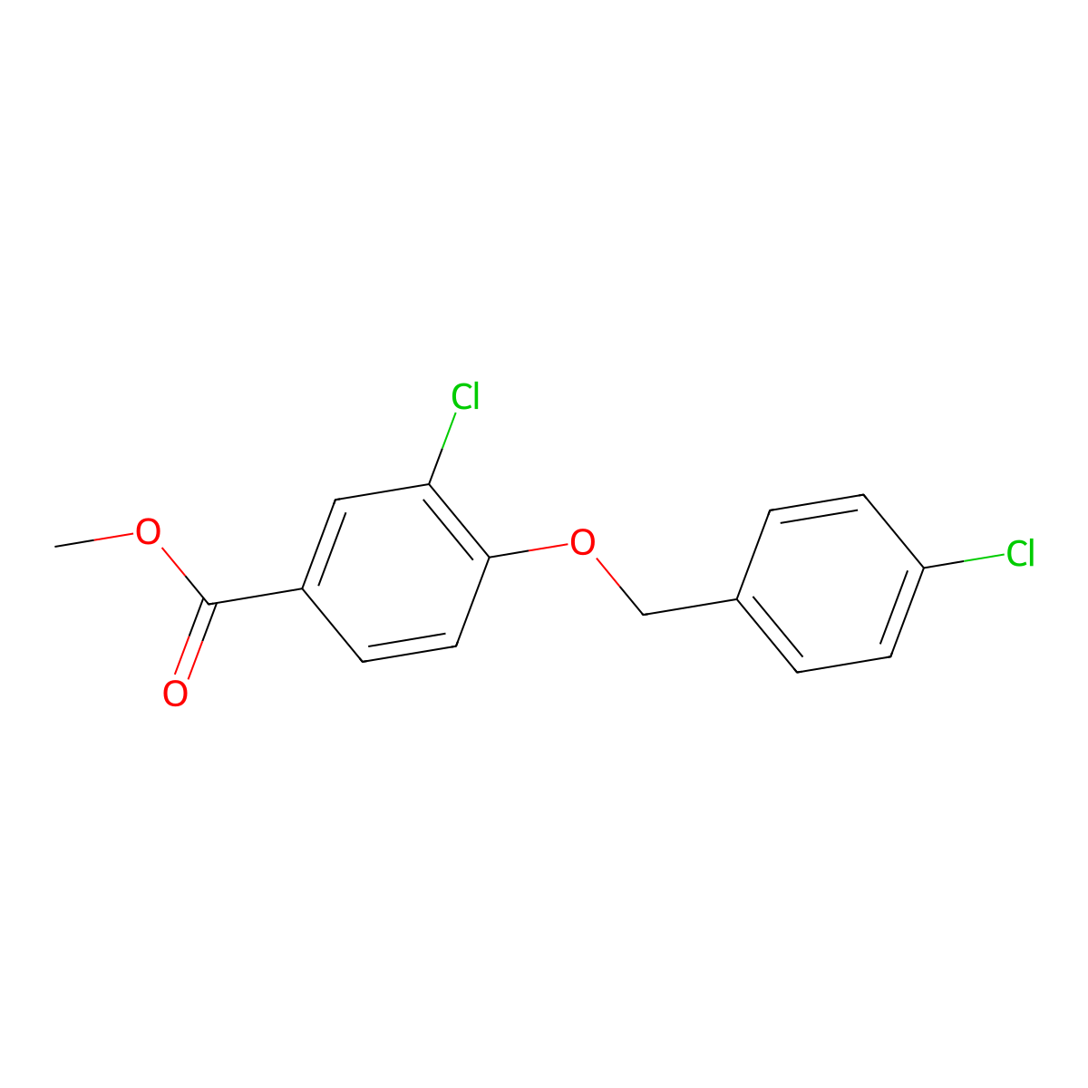 Methyl 3-chloro-4-((4-chlorobenzyl)oxy)benzoate molecular structure, CAS 1135439-95-0