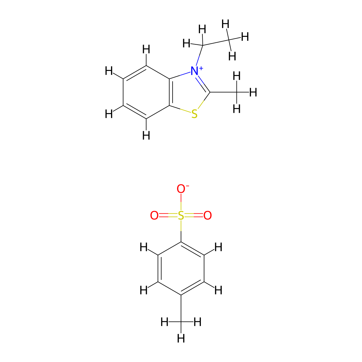 Benzothiazolium, 3-ethyl-2-methyl-, 4-methylbenzenesulfonate (1:1) molecular structure, CAS 113545-01-0