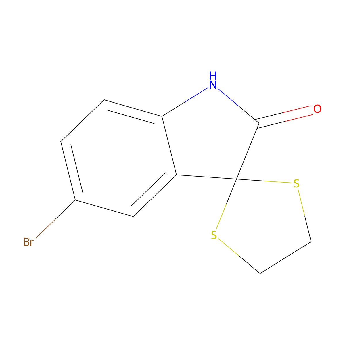 5-Bromo-3,3-(ethylenedithio)-1,3-dihydro-indole-2-one molecular structure, CAS 113549-10-3