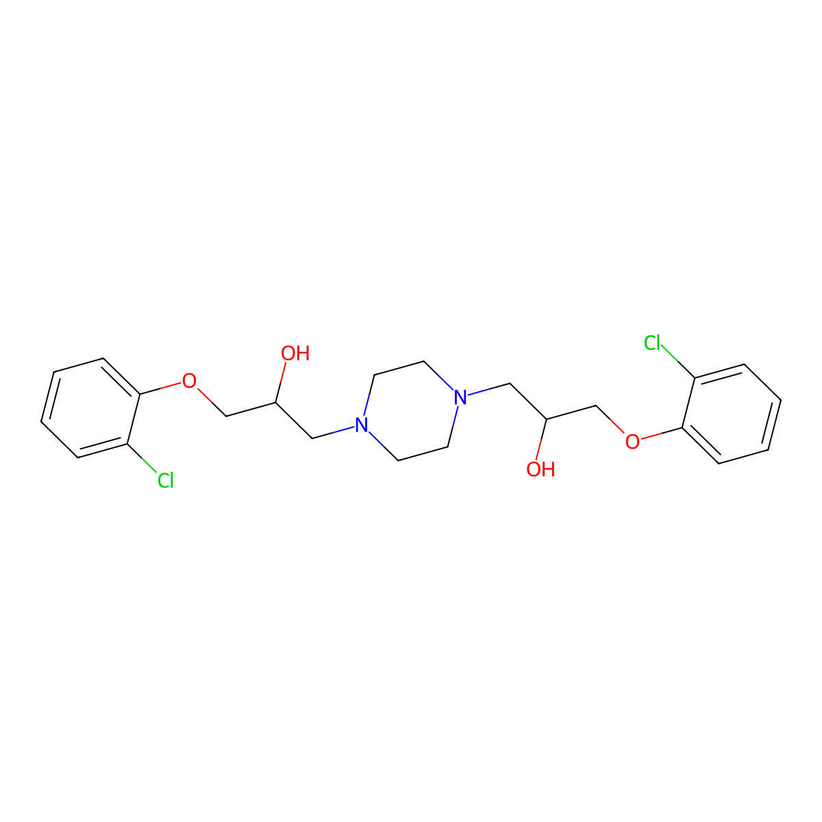 1-(2-Chlorophenoxy)-3-[4-[3-(2-chlorophenoxy)-2-hydroxypropyl]piperazin-1-yl]propan-2-ol molecular structure, CAS 113549-78-3