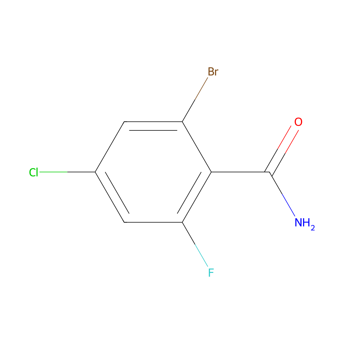 2-Bromo-4-chloro-6-fluorobenzamide molecular structure, CAS 1135531-72-4