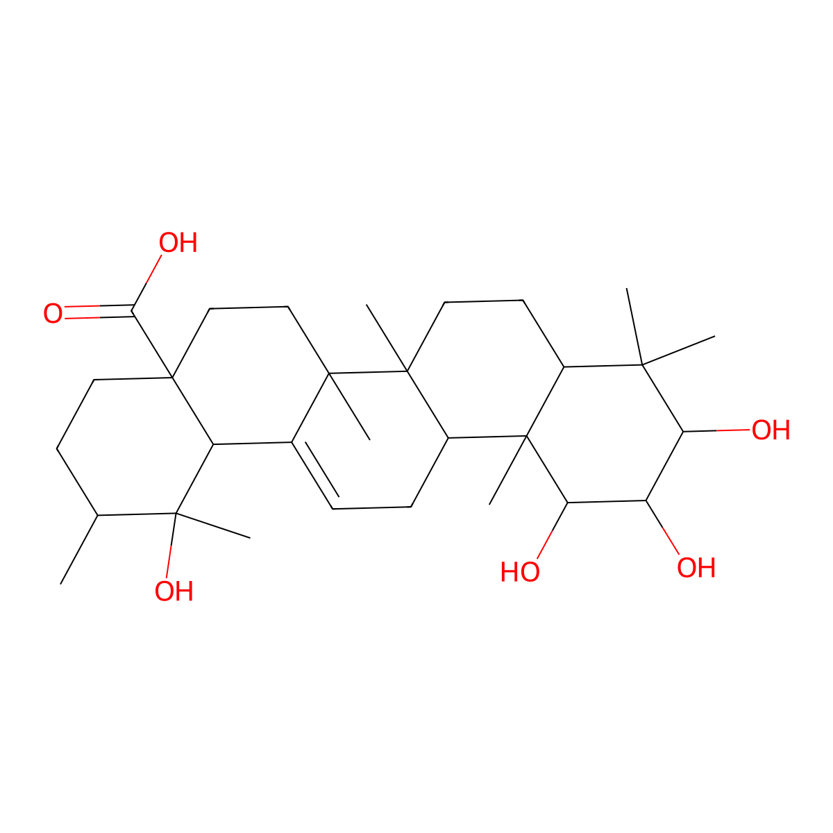 1,2,3,19-Tetrahydroxy-12-ursen-28-oic acid molecular structure, CAS 113558-03-5