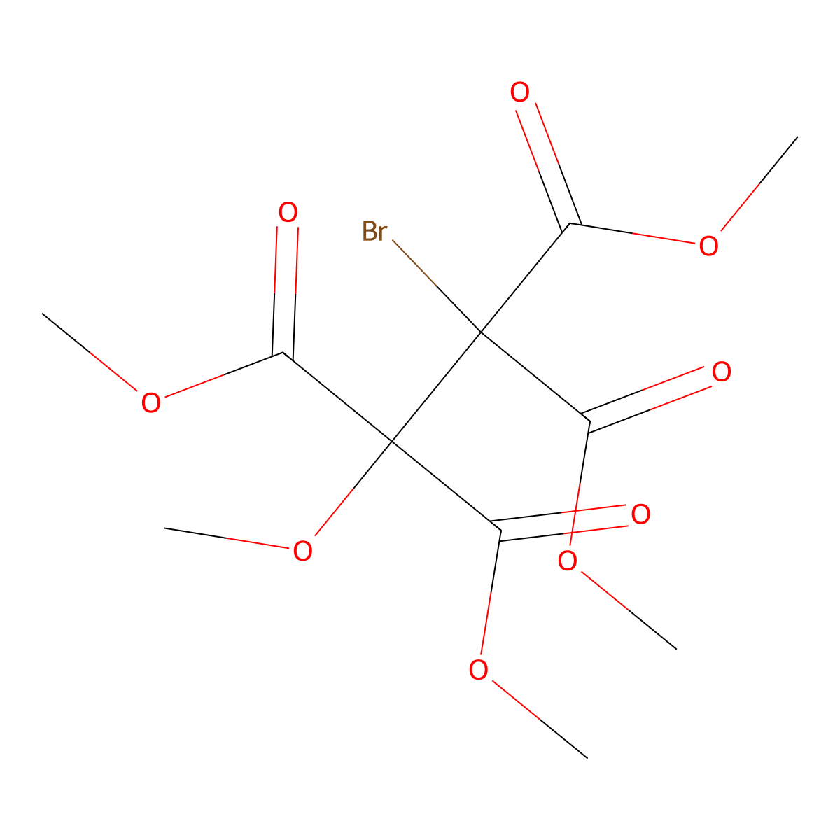 Tetramethyl 1-bromo-2-methoxyethane-1,1,2,2-tetracarboxylate molecular structure, CAS 113563-33-0