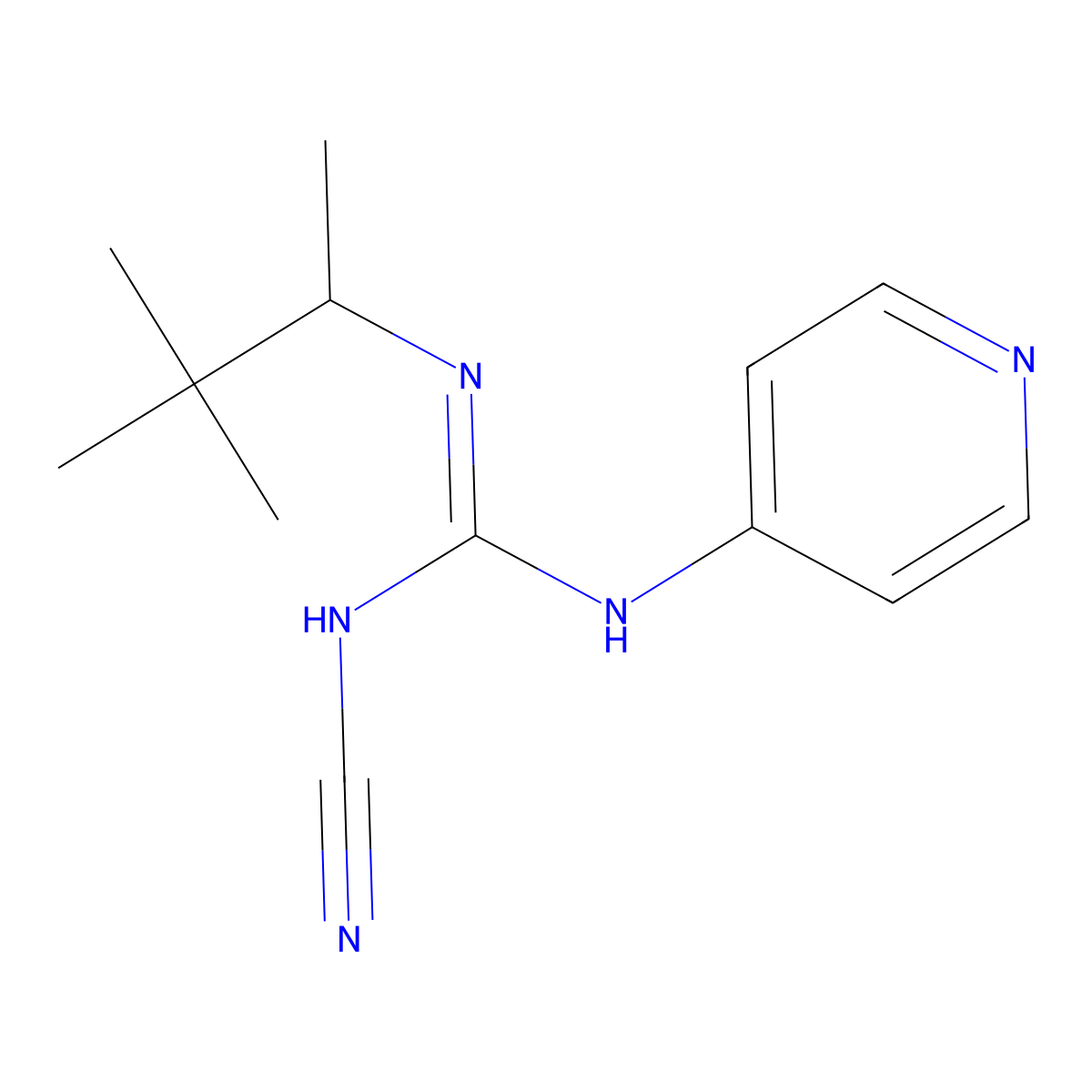 Pinacidil anhydrous molecular structure, CAS 113563-69-2