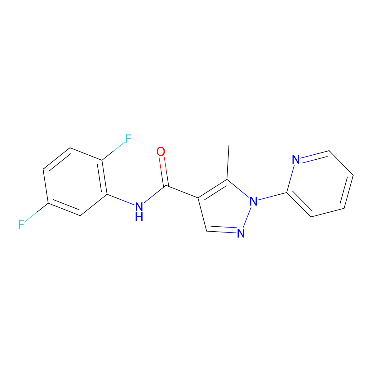 N-(2,5-difluorophenyl)-5-methyl-1-(2-pyridinyl)-1H-pyrazole-4-carboxamide molecular structure, CAS 1135689-04-1