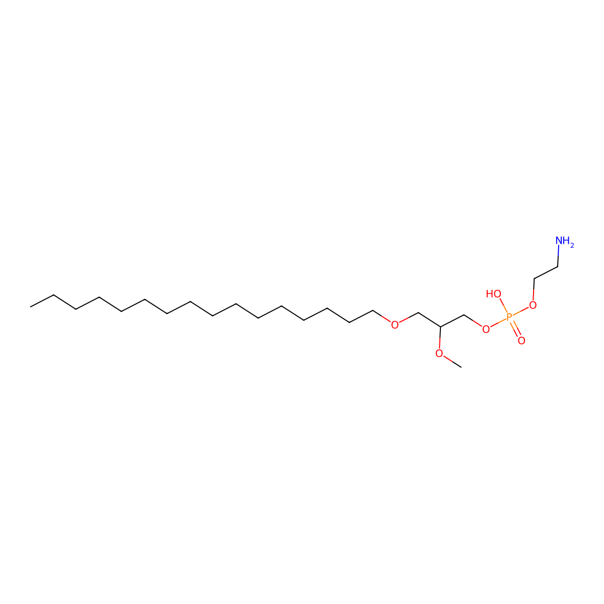 1-O-Hexadecyl-2-O-methyl-rac-glycero-3-phosphoethanolamine molecular structure, CAS 1135694-42-6