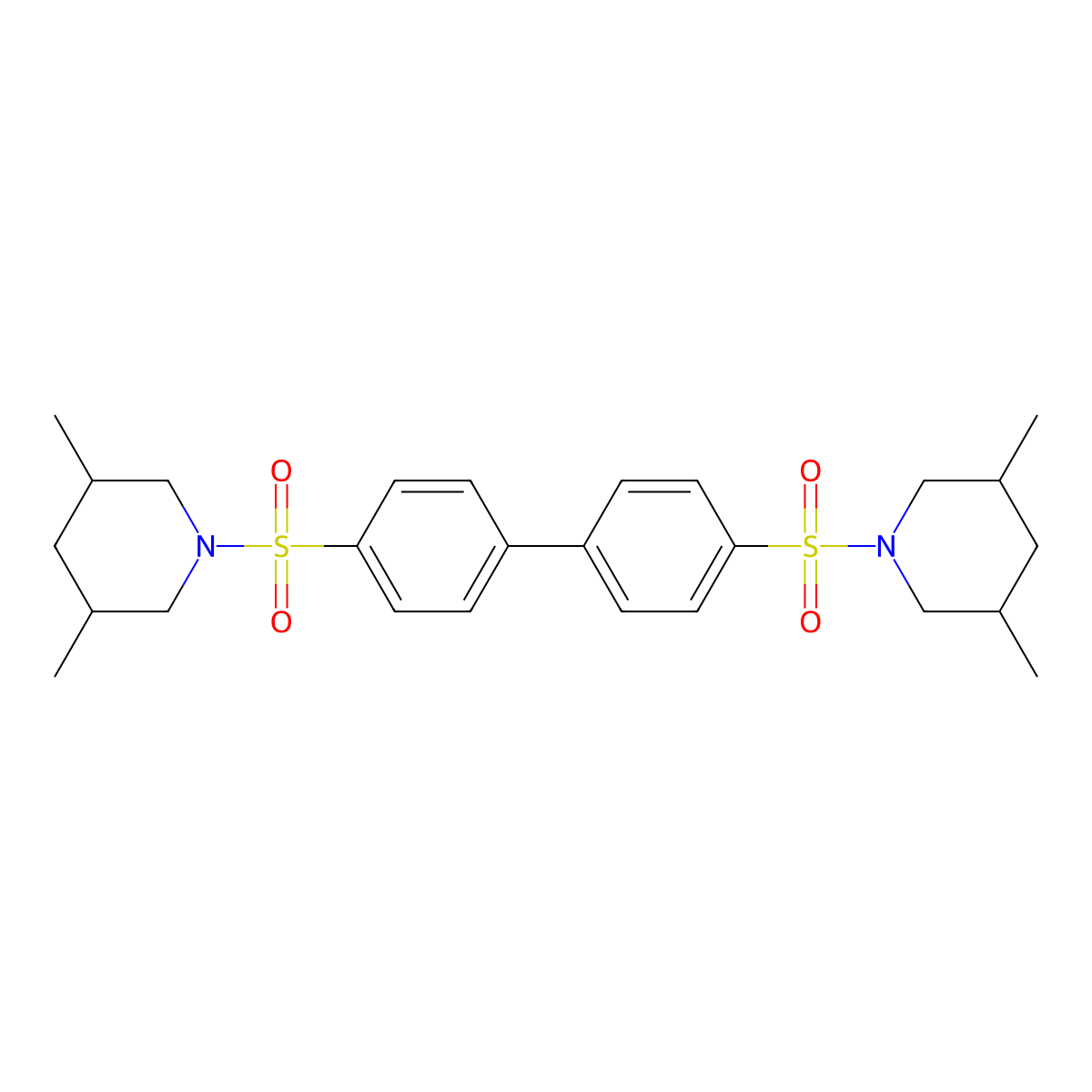 1-({4'-[(3,5-Dimethylpiperidin-1-yl)sulfonyl]-[1,1'-biphenyl]-4-yl}sulfonyl)-3,5-dimethylpiperidine molecular structure, CAS 1135740-81-6