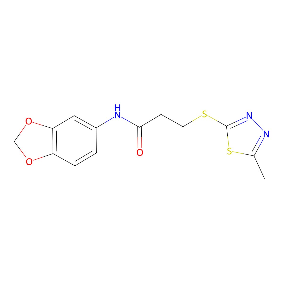 N-(1,3-benzodioxol-5-yl)-3-[(5-methyl-1,3,4-thiadiazol-2-yl)sulfanyl]propanamide molecular structure, CAS 1135749-35-7