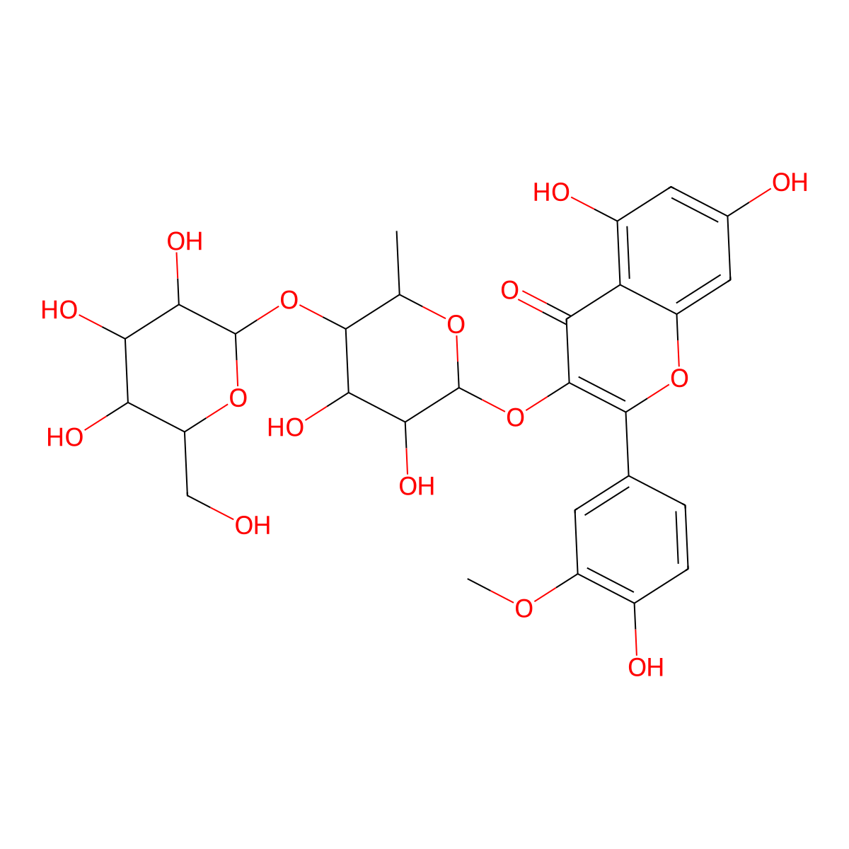 Isorhamnetin-3-O-glucosyl-(1->4)-O-rhamnoside molecular structure, CAS 1135753-17-1