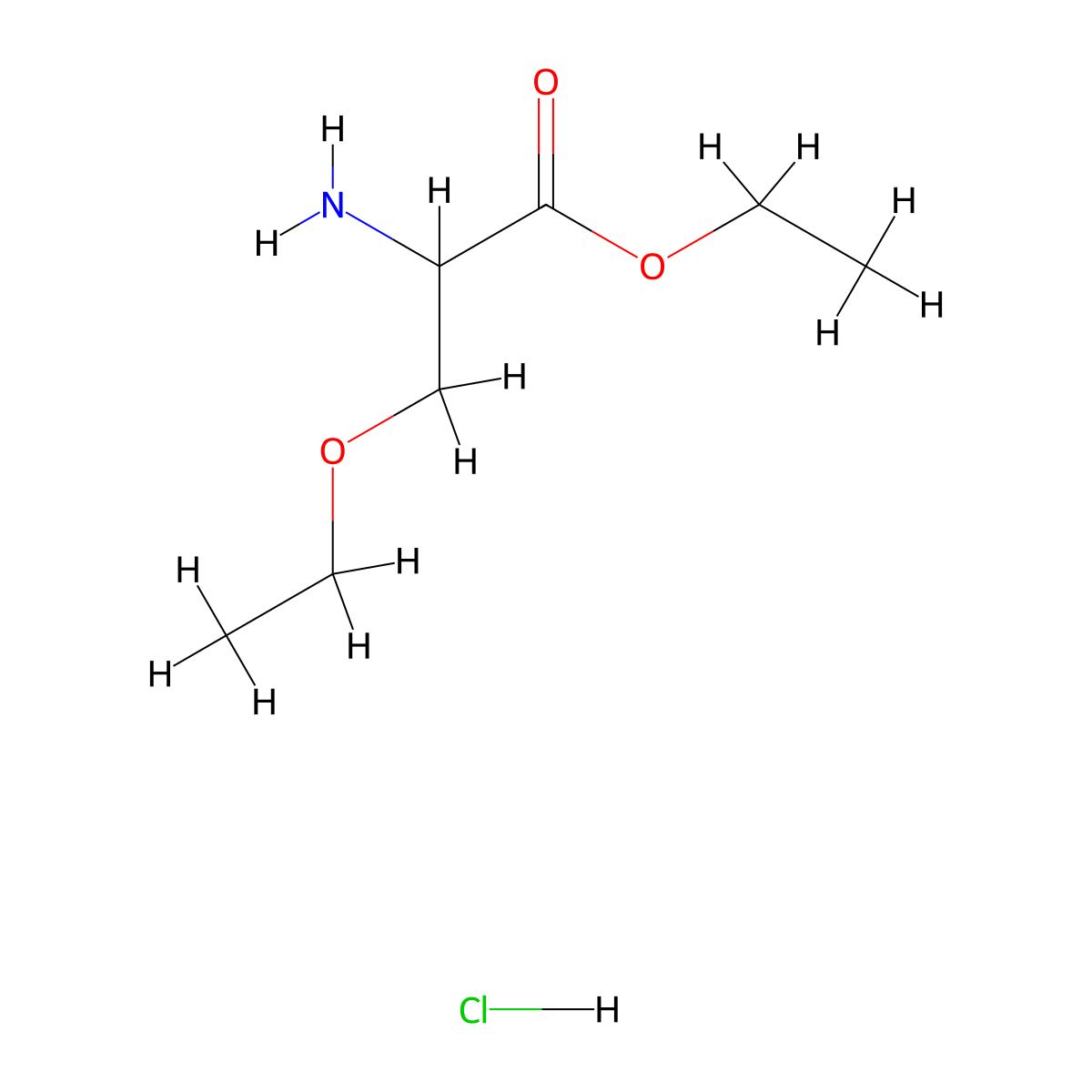 Ethyl 2-amino-3-ethoxypropanoate hydrochloride molecular structure, CAS 113576-25-3