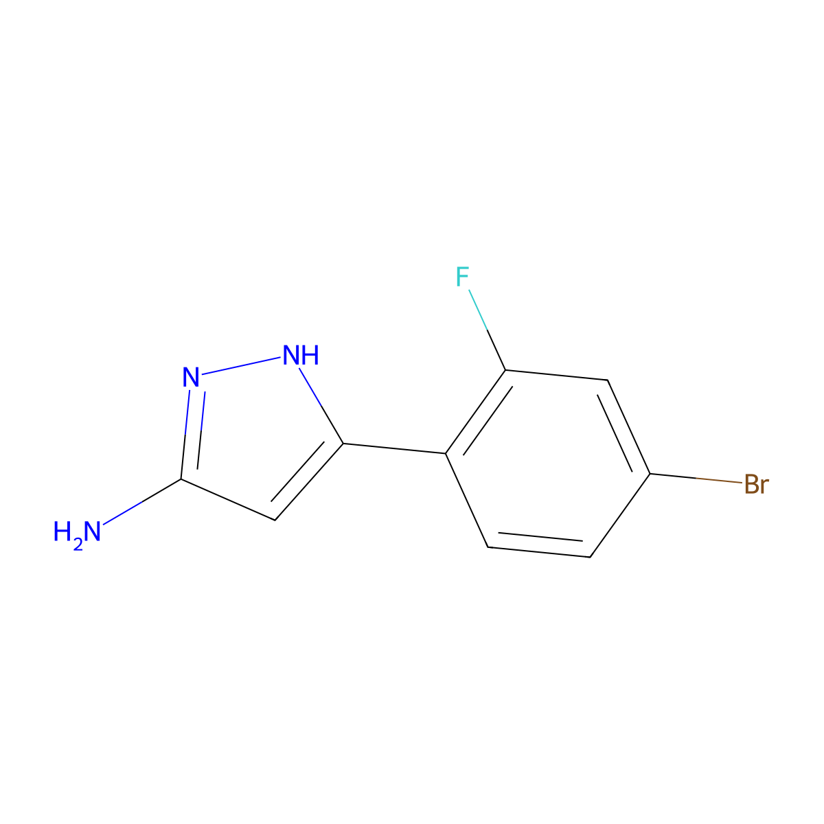 3-(4-Bromo-2-fluorophenyl)-1H-pyrazol-5-amine molecular structure, CAS 1135815-14-3