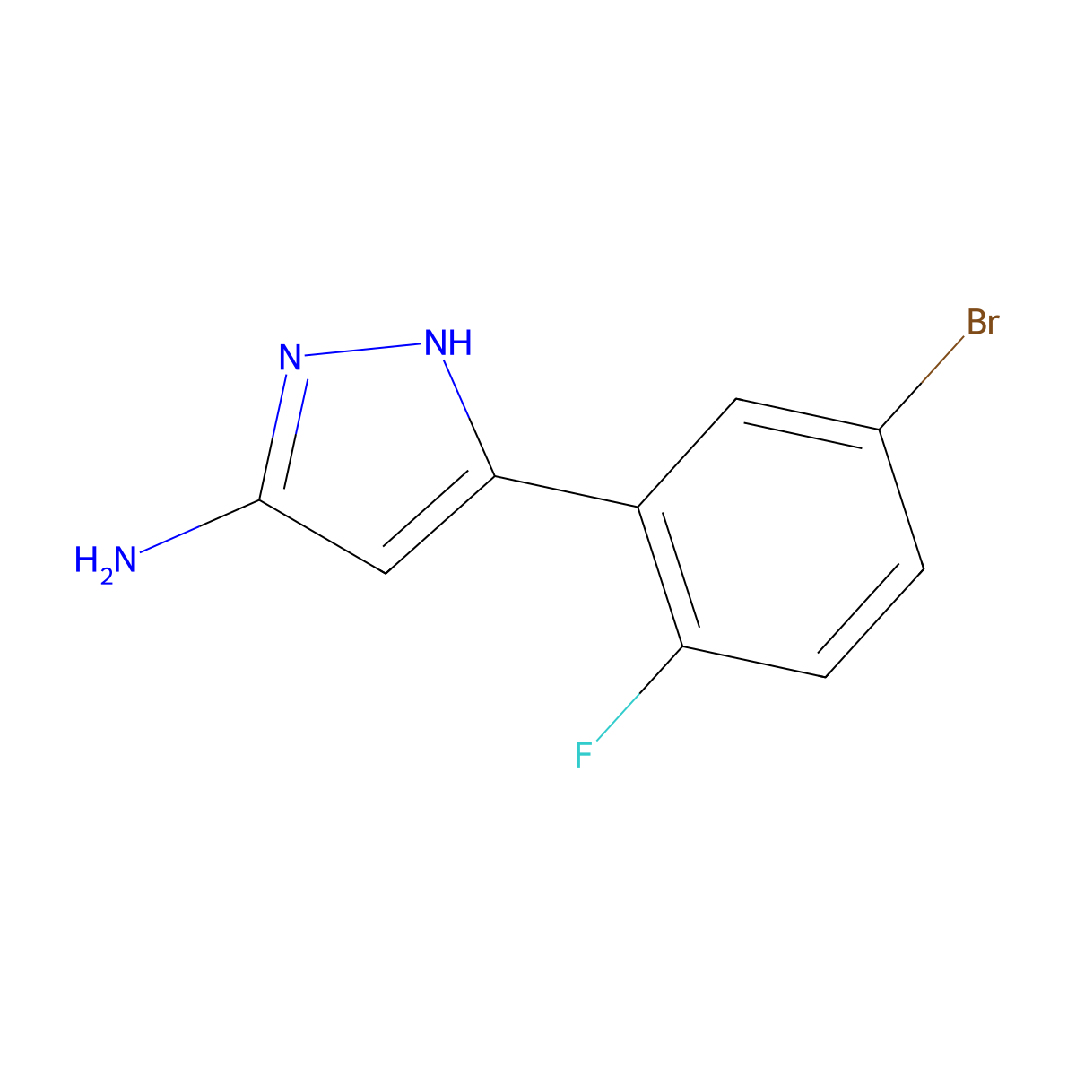 5-(5-bromo-2-fluorophenyl)-1H-pyrazol-3-amine molecular structure, CAS 1135816-94-2