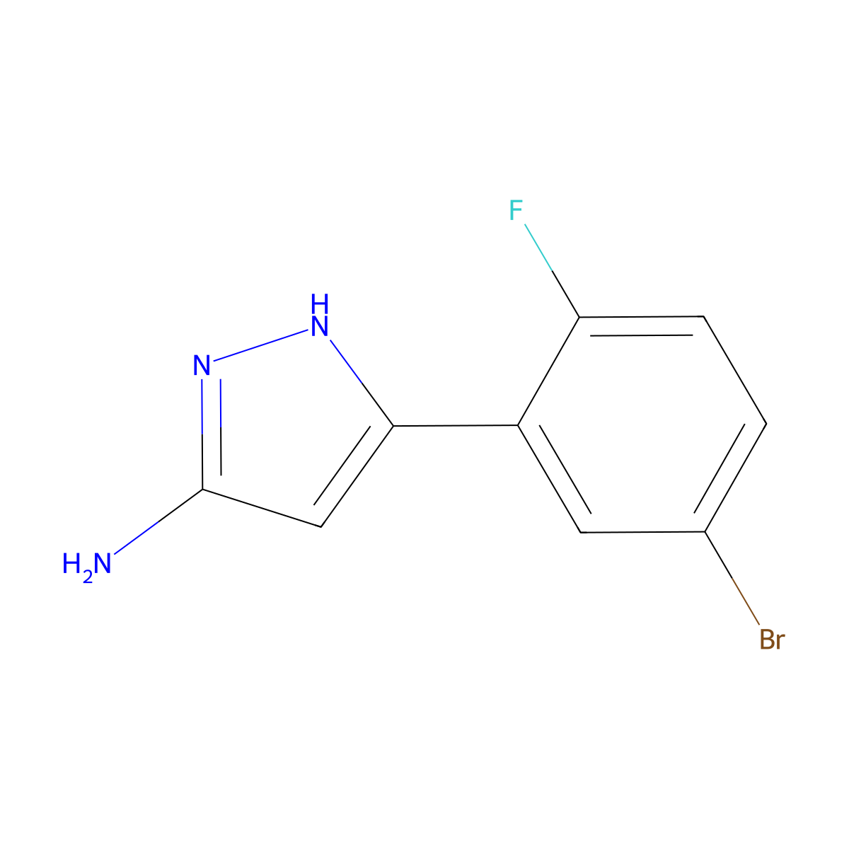 5-(5-bromo-2-fluorophenyl)-1H-pyrazol-3-amine molecular structure, CAS 1135816-94-2
