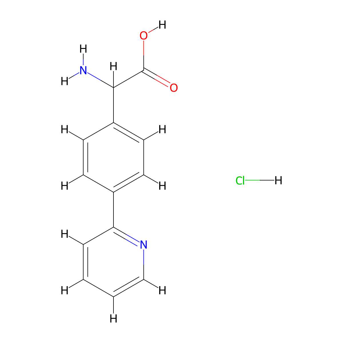 2-Amino-2-(4-(pyridin-2-YL)phenyl)acetic acid hydrochloride molecular structure, CAS 1135818-89-1