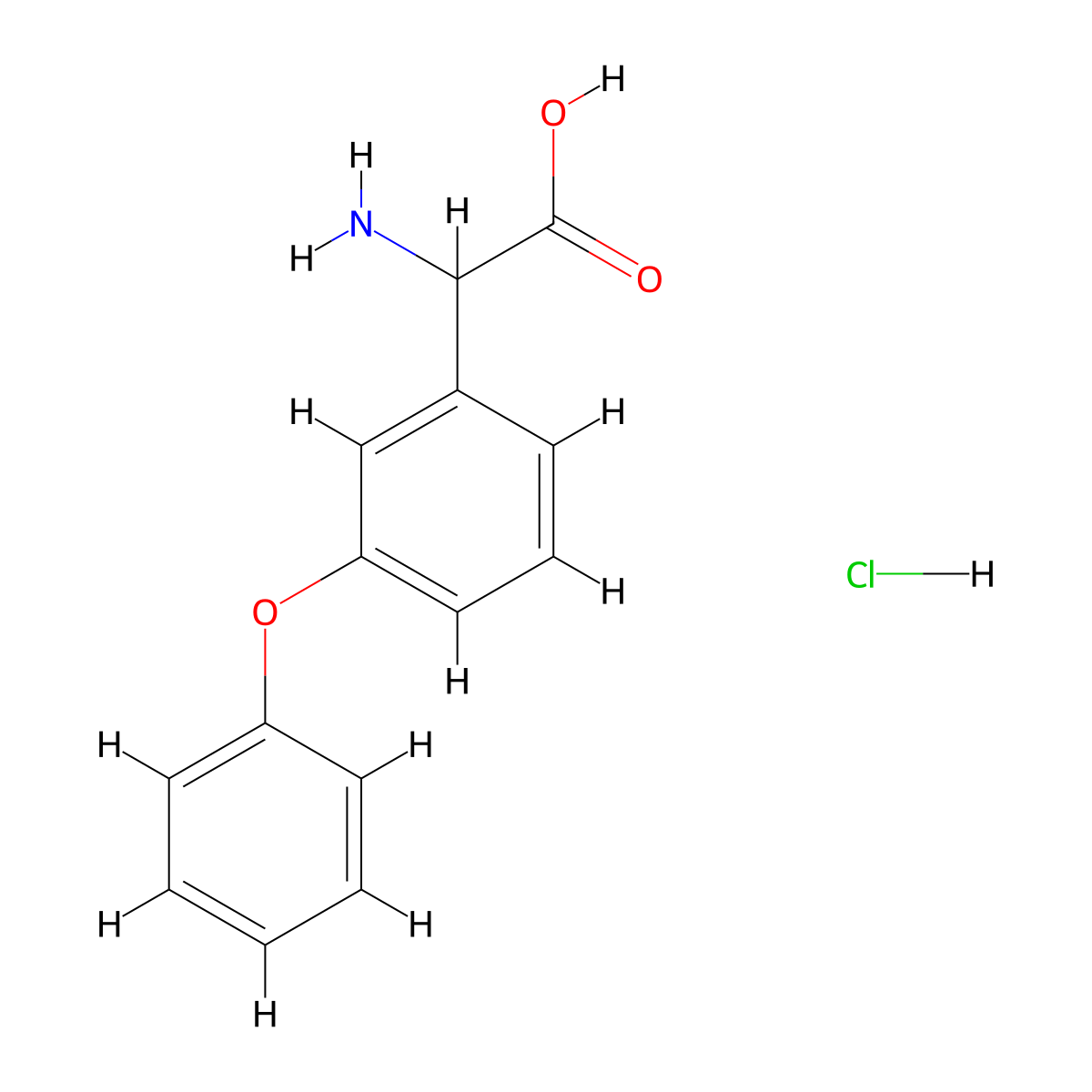 Amino(3-phenoxyphenyl)acetic acid hydrochloride molecular structure, CAS 1135818-94-8