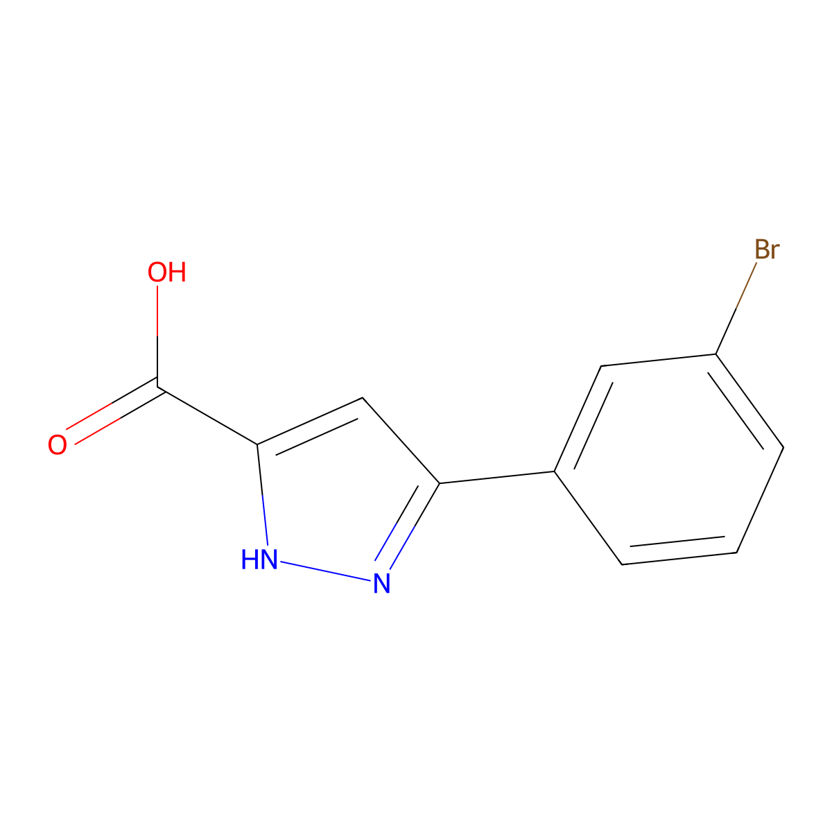 5-(3-Bromophenyl)-1H-pyrazole-3-carboxylic acid molecular structure, CAS 1135821-47-4
