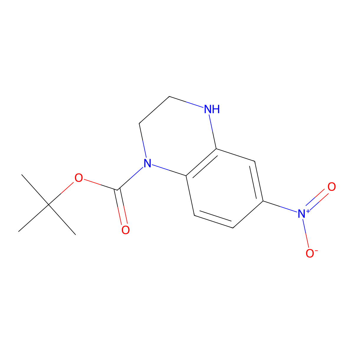 Tert-butyl 6-nitro-1,2,3,4-tetrahydroquinoxaline-1-carboxylate molecular structure, CAS 1135827-95-0
